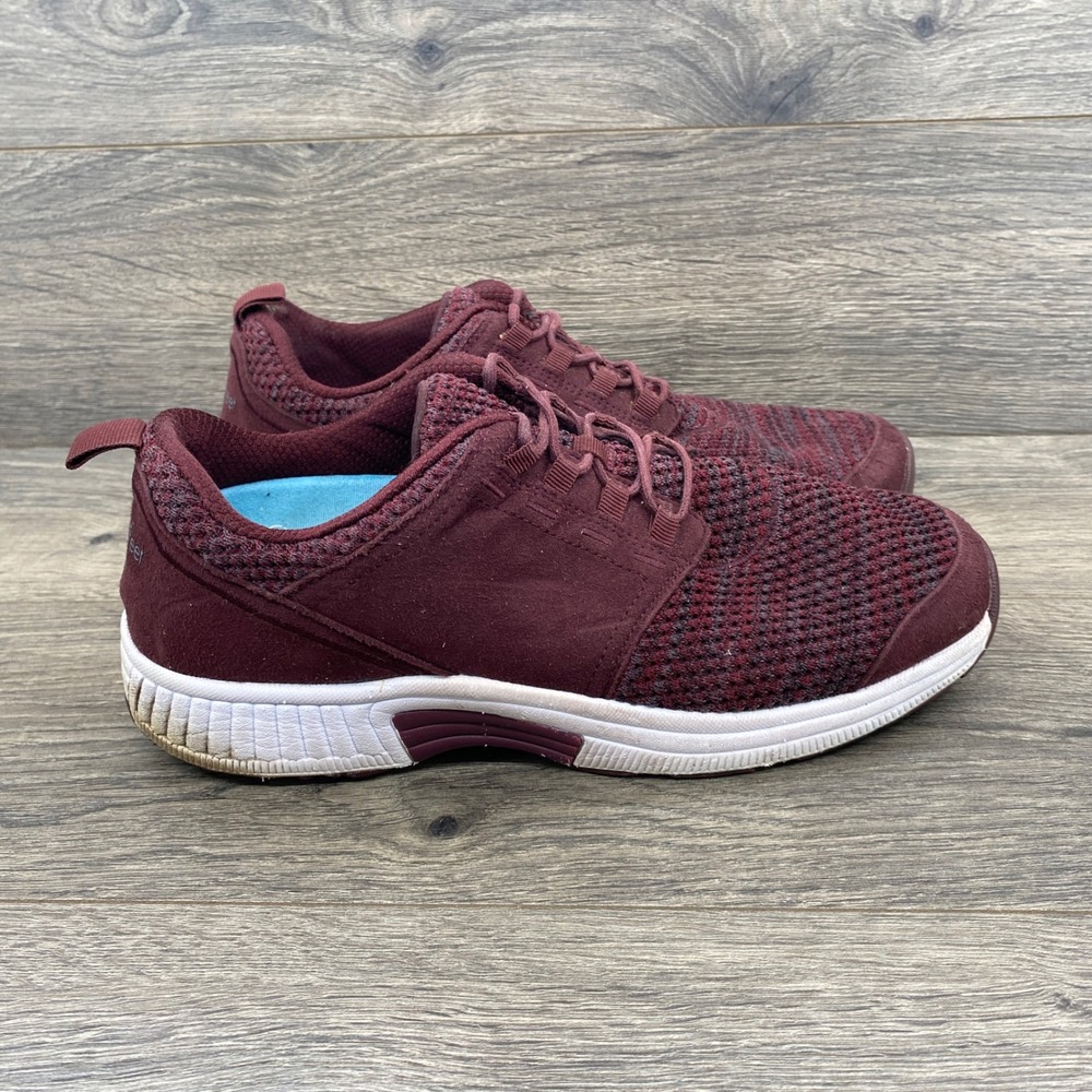 Orthofeet 845 Walking Shoes Women 10 Burgundy Knit Suede Orthopedic Sneakers - Picture 2 of 10